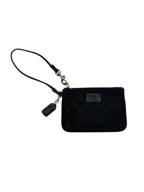 Y2K Coach Black Signature Wristlet Mini Bag 6” x 4.5” Monogram Zip Pouch